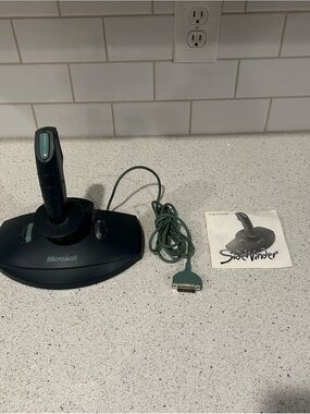 Microsoft SideWinder Joystick in Teal and Black with manual